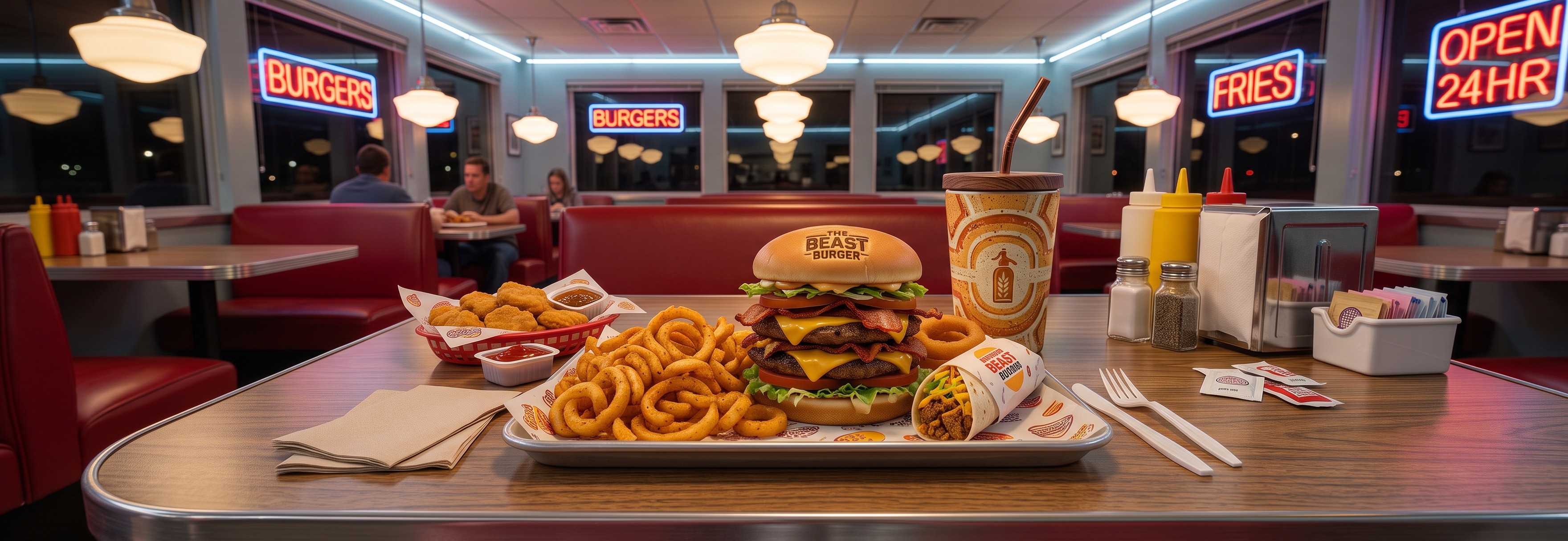 Fast Food in den USA (illustrative KI-Grafik)