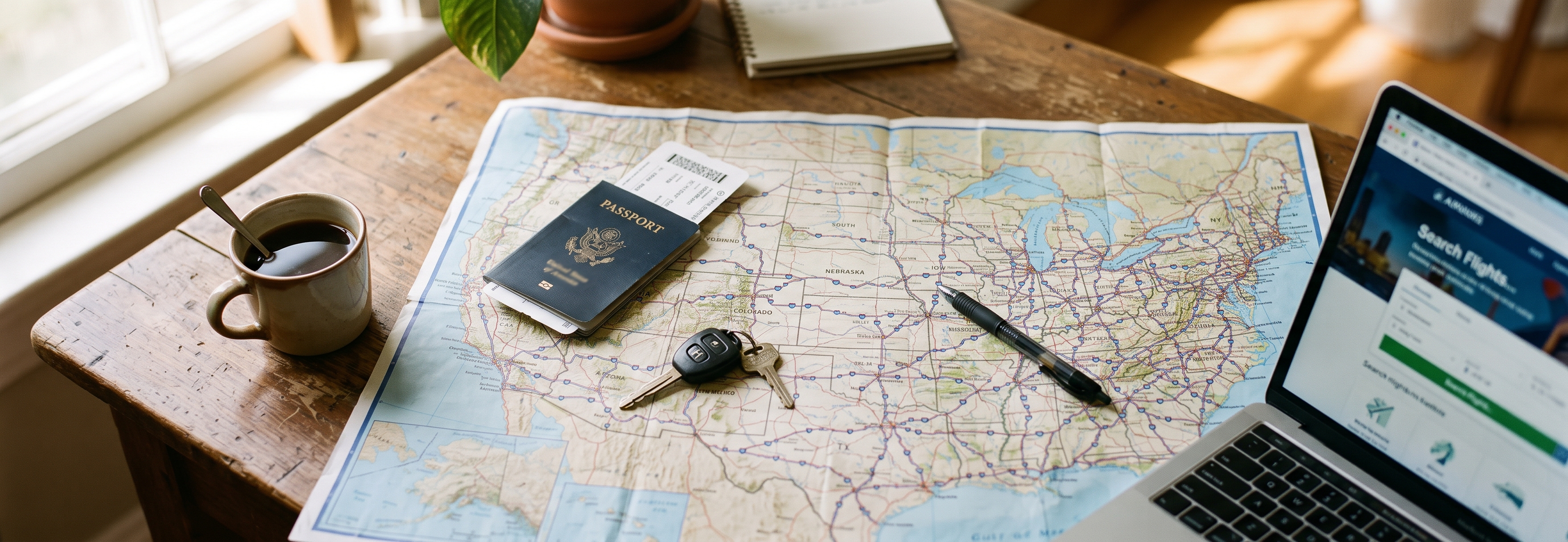 Reiseplanung für die USA (illustrative KI-Grafik)