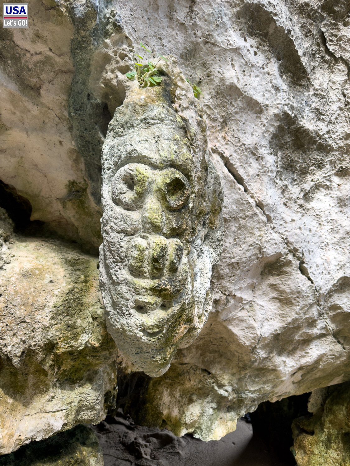 Felszeichnungen am Eingang der Cueva de la L&iacute;nea