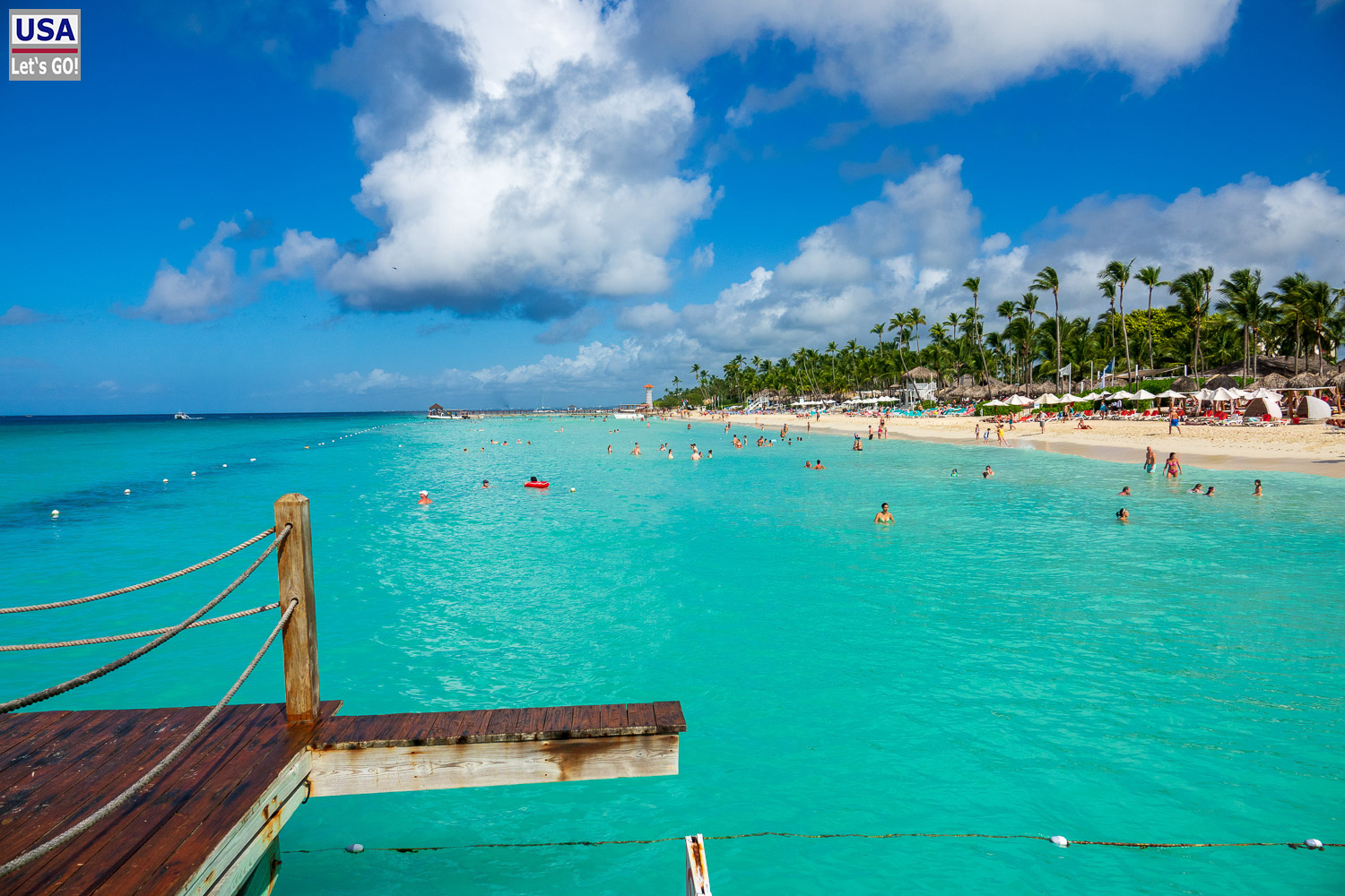 Blick vom Pier am Playa Dominicus