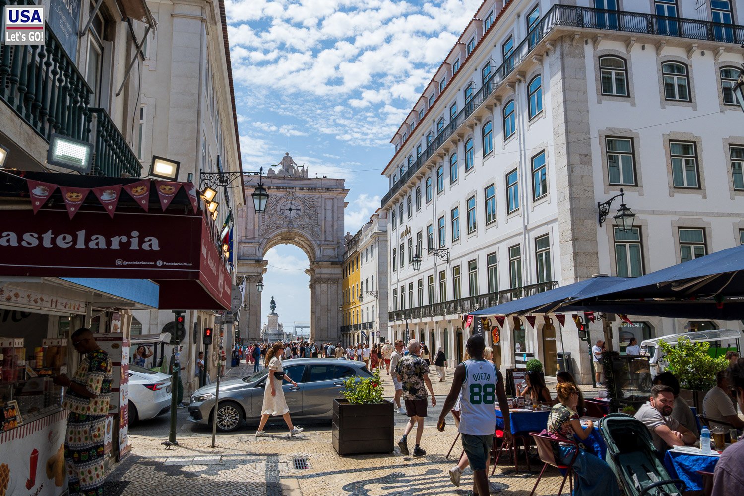 Rua Augusta mit Blick zurück zum Triumphbogen