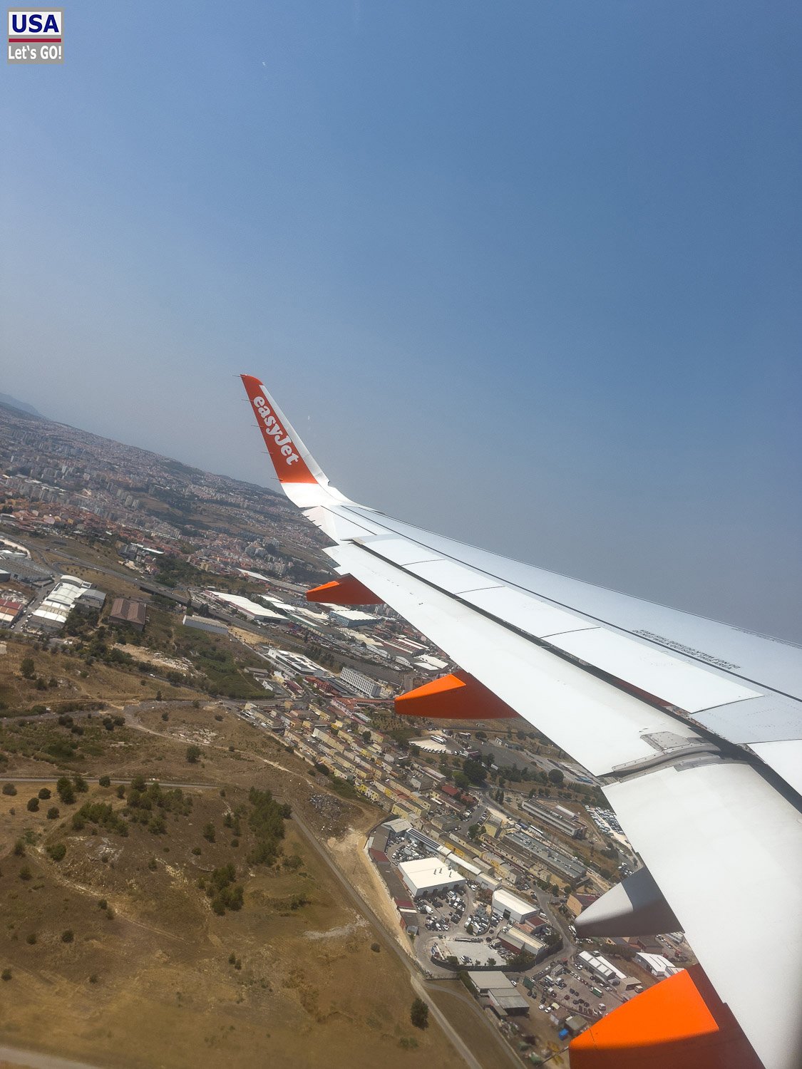 Blick aus dem Flugzeug nach dem Start in Lissabon