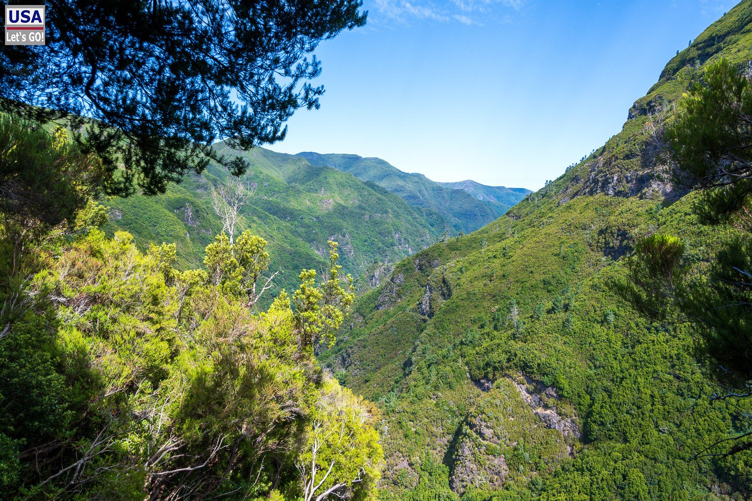 Blick in das bewaldete Tal von Rabaçal