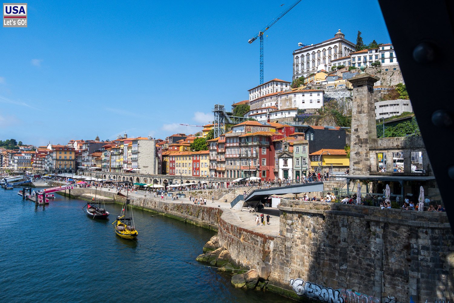 Douro und Ribeira von der unteren Etage der Ponte Luís I.