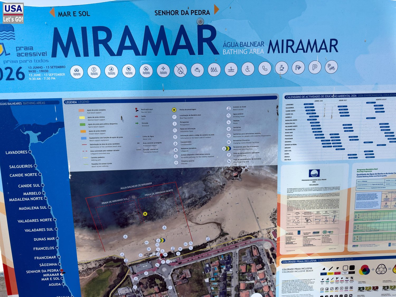 Infotafel am Strand von Miramar