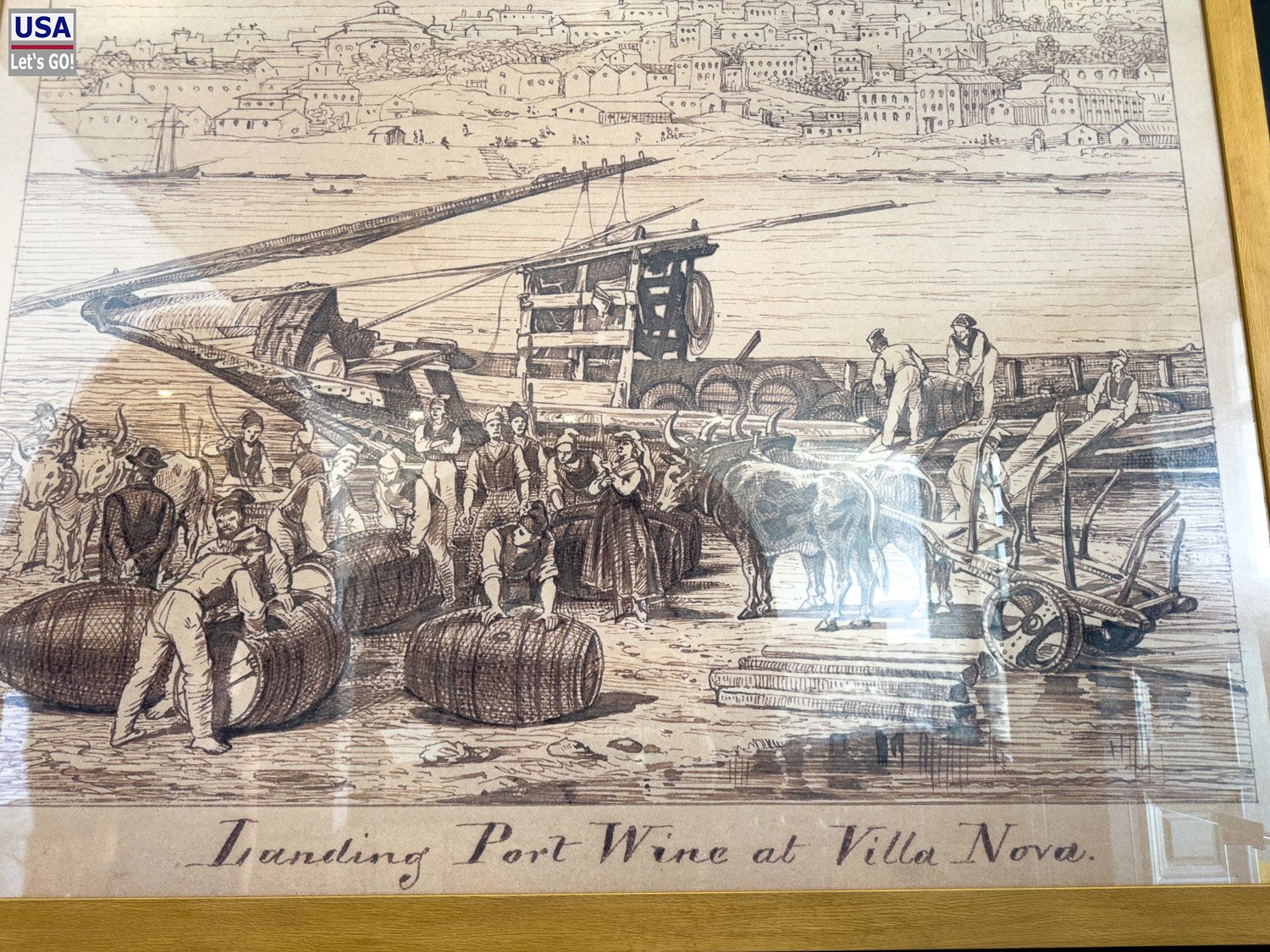Historisches Bild vom Portweinhandel in Vila Nova de Gaia